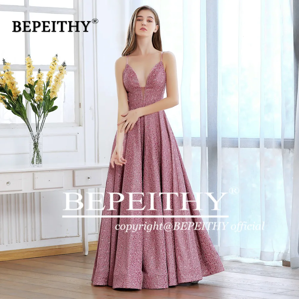 BEPEITHY/розовое длинное платье для выпускного вечера с v образным вырезом и