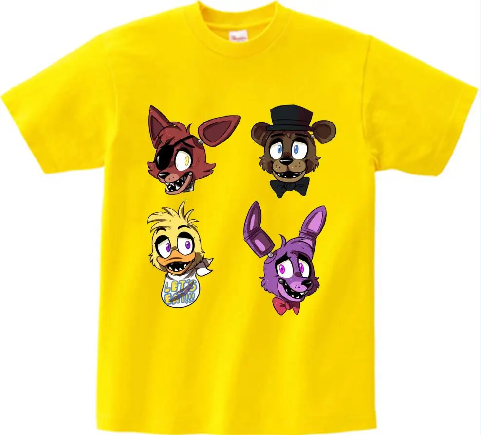 yellow childreTshirt Футболка для мальчиков camisetas/летний топ с принтом «пять ночей с Фредди», Детская футболка одежда для детей футболки для мальчиков и девочек с принтом «Фредди 2», От 2 до 15 лет - Цвет: yellow childreTshirt