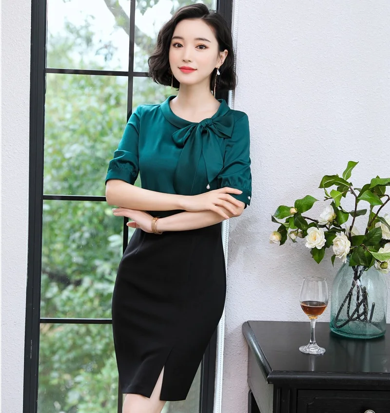 Новые модные Лоскутные Платья тонкие бедра Женская деловая рабочая одежда салон