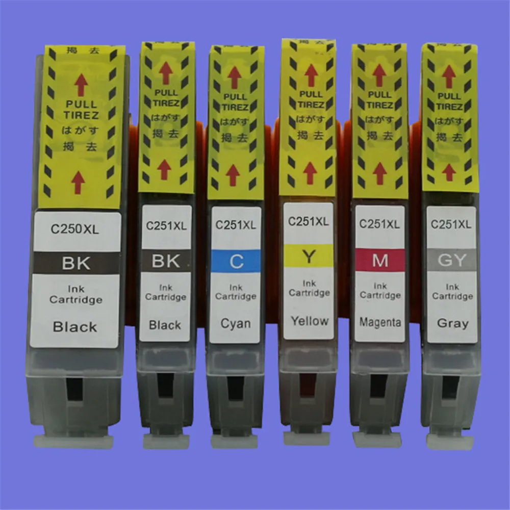 1BK 1PBK 1CYM 1GY Объемные чернила PGI 250 XL CLI 251XL чернильные картриджи, совместимые с Canon PIXMA MG7120 IP7220 MX722 MX922 MG5420 MG5422 Cartouche - Цвет: 1BK 1PBK 1CYM 1GY