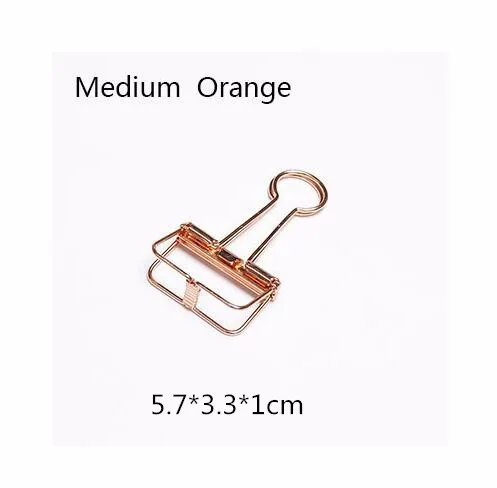 5pcs meduim Orange 12 шт./компл. 8 цветов милые Kawaii металлическая для бумаги зажимы скобы Офисные школьные принадлежности зажимы фото сообщения билета файл хранения - Цвет: 5pcs meduim Orange