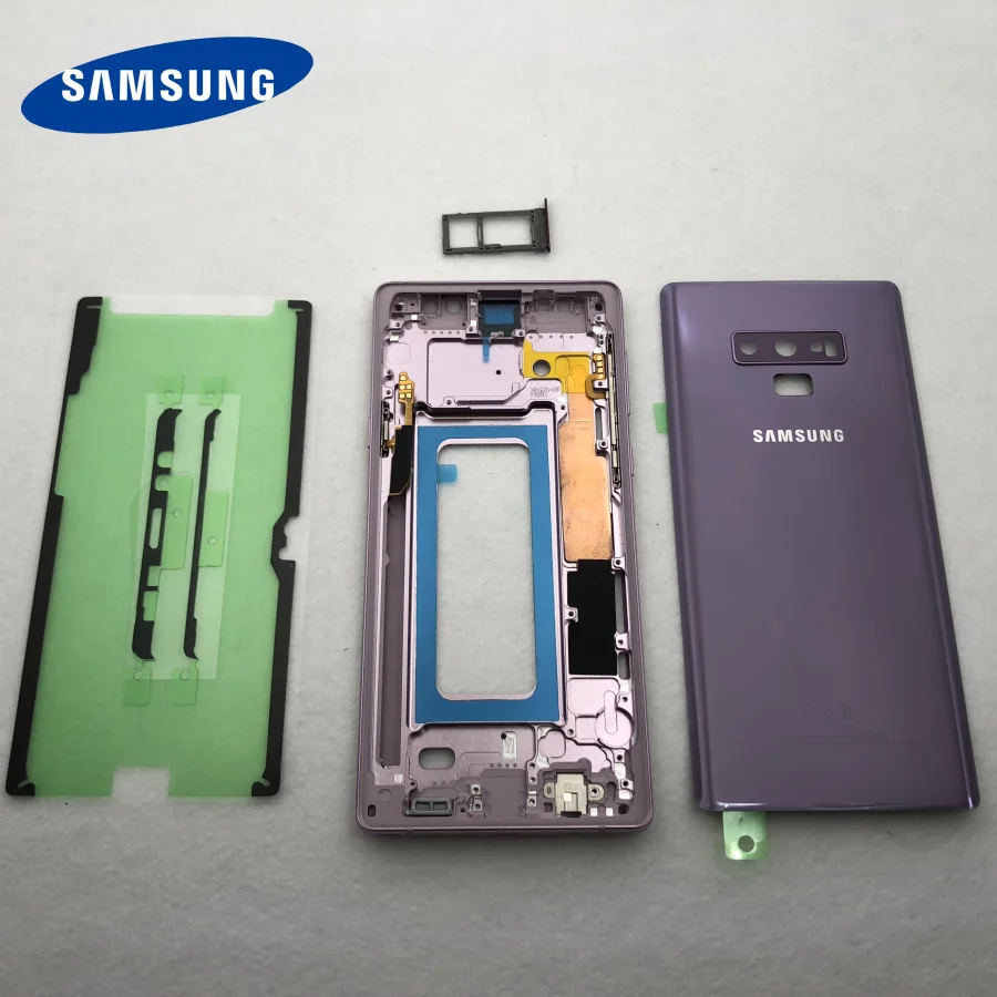 Note9 полный корпус чехол со средней рамкой стеклянная задняя крышка батареи для samsung Galaxy Note 9 N960 N960F SM-N960F N9600