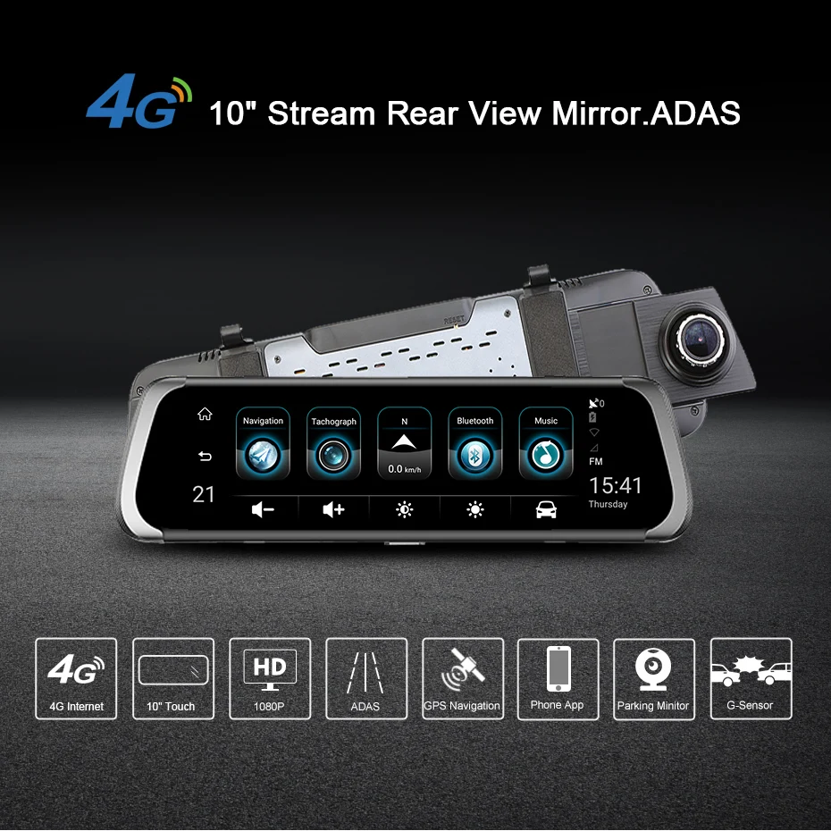 Junsun A930 10 ''adas поток медиа зеркало заднего вида Avtoregistrator 4 г Android Smart тире камера FHD 1080 P Авто регистраторы gps