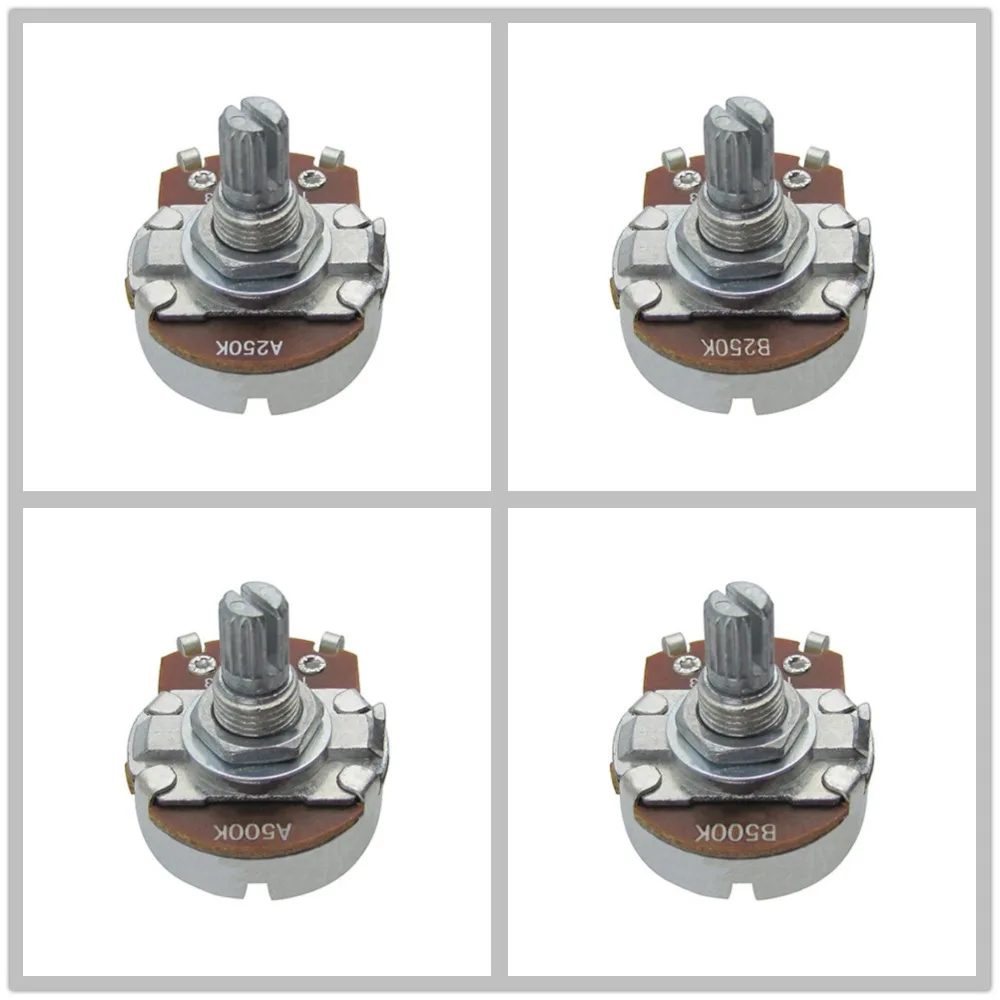 

FLEOR 6pcs Full Size Guitar Potentiometers A250K /B250K /A500K /B500K Short Split Shaft Electric Guitar Parts