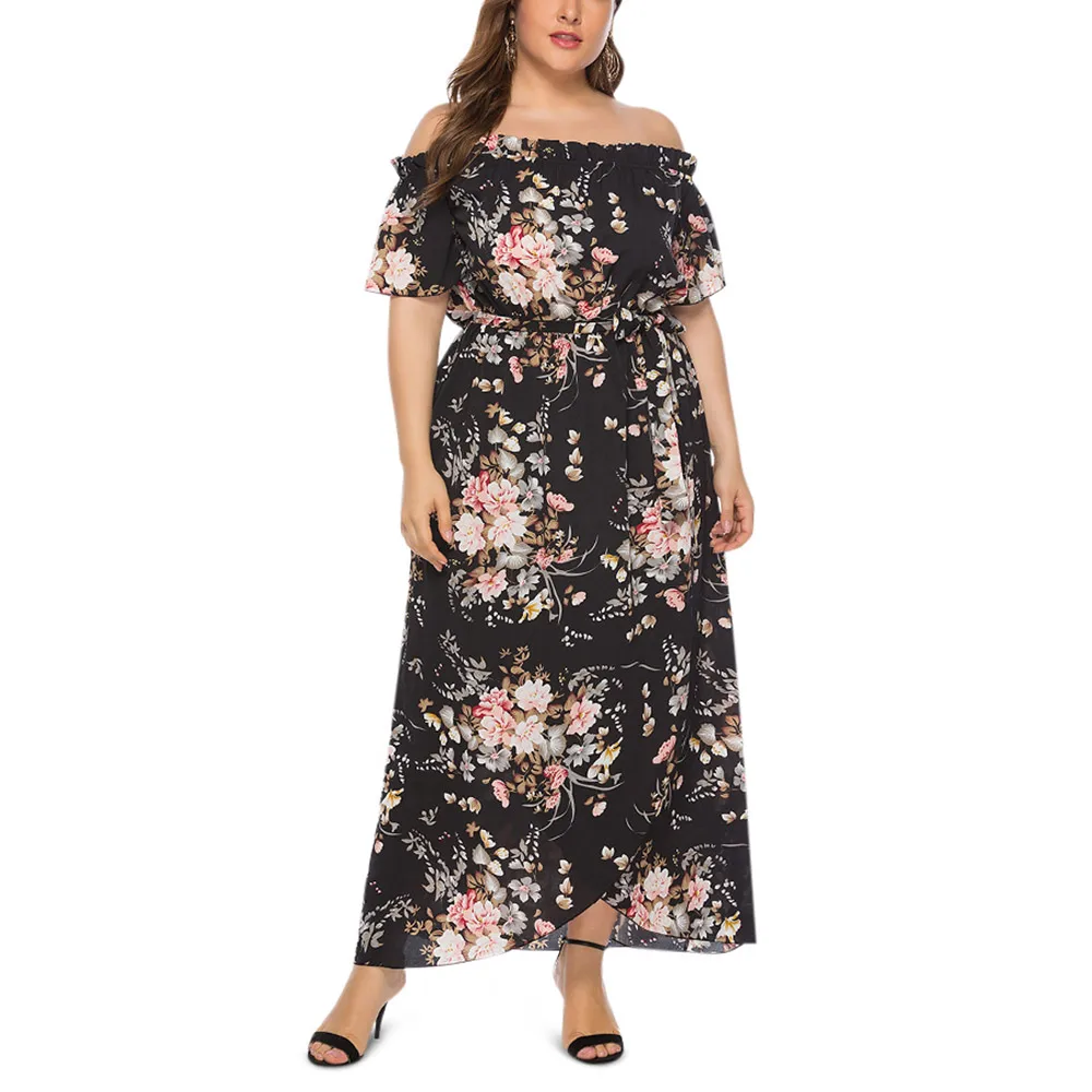 Длинное платье Boho розовое с открытыми плечами цветочным принтом | Женская одежда