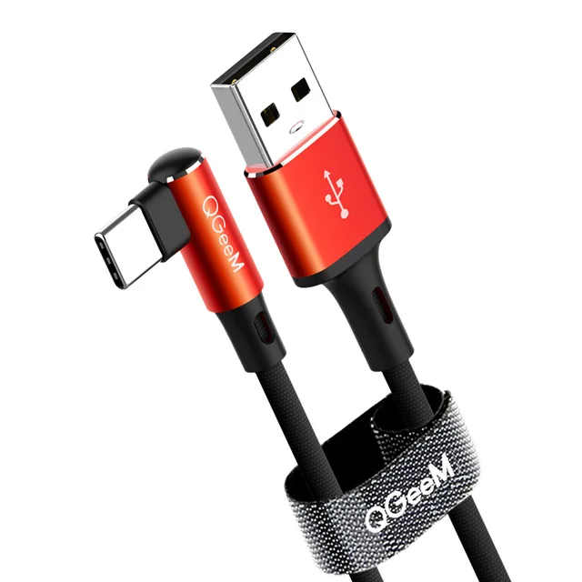 QGEEM usb type-C кабель для samsung Note 8 S8 Xiaomi Mi A1 сотовый телефон type C кабель для быстрой зарядки usb type C кабель для зарядного устройства - Цвет: black-red