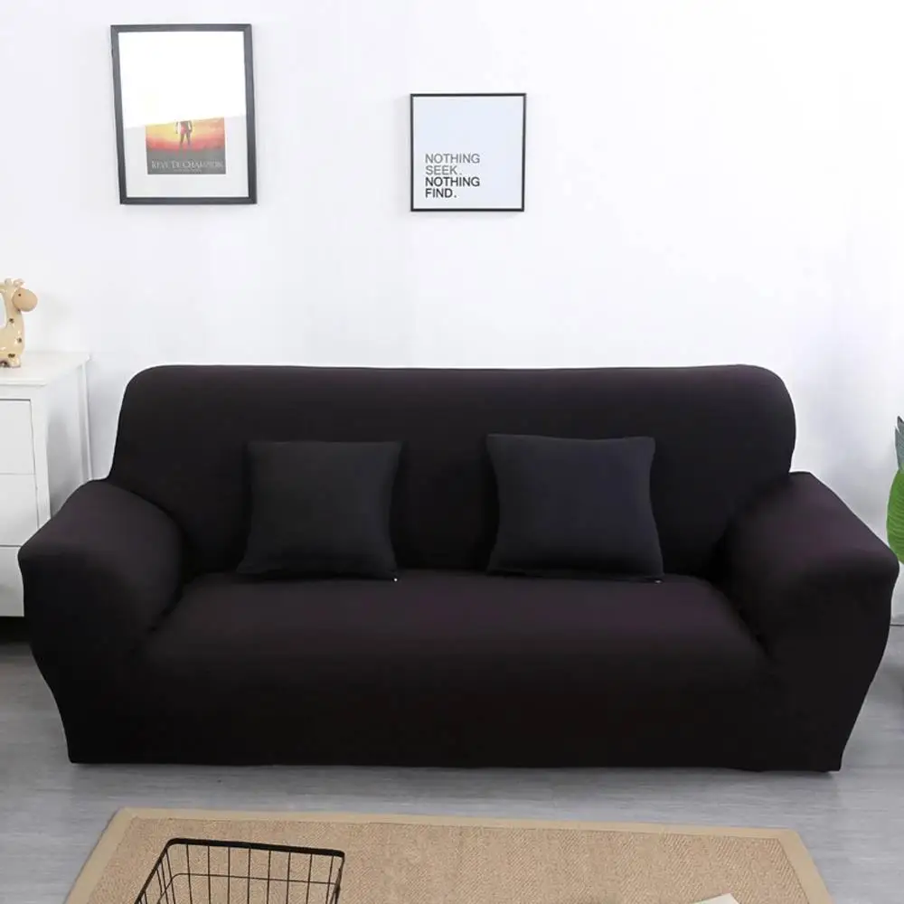 20192255black Svetanya strech чехлы для диванов L секционные Чехлы сплошной цвет - Цвет: 20192255black