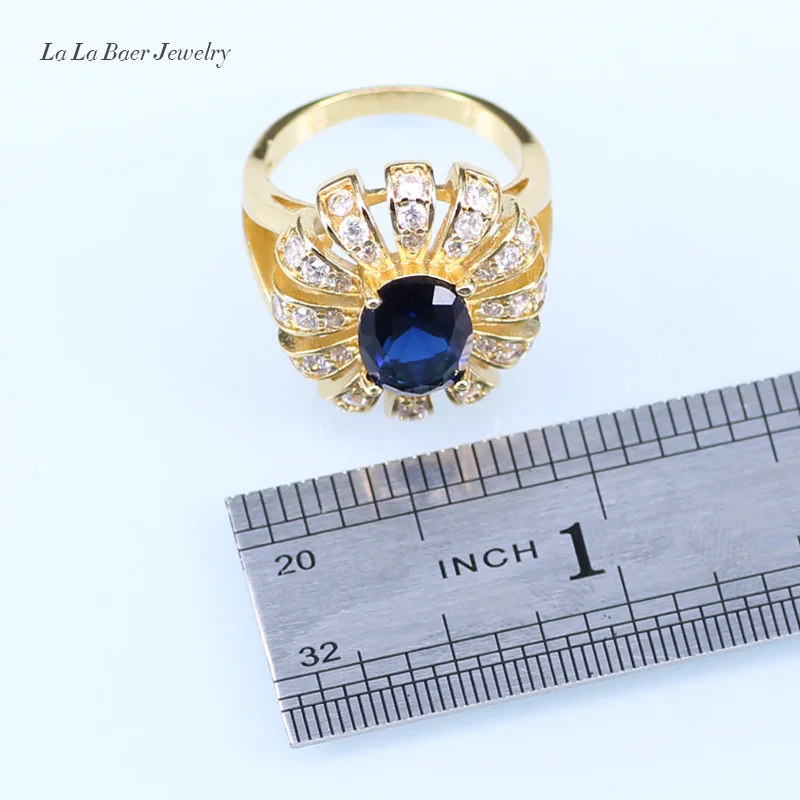 L &amp B классический синий кристалл белый циркон золото Цвет Ювелирные наборы для