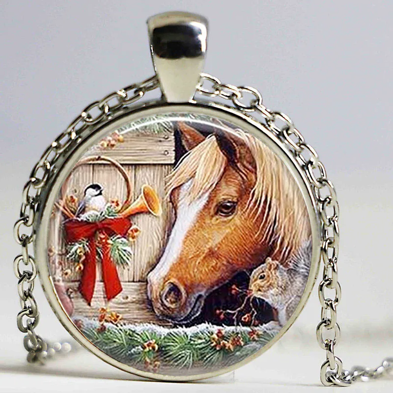 Ожерелье Санта с лошадью рождественская подвеска для автомобиля ручная работа
