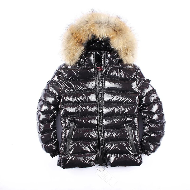 New 2018 Autumn Winter Duck Down Coat Natural Raccoon Fur Collar Hooded Jacket Black Shine Solid Overcoat Parkas Streetwear | Женская