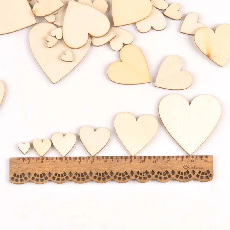 10-80 мм деревянный смешанный сердце для искусства украшения скрапбукинга ремесла