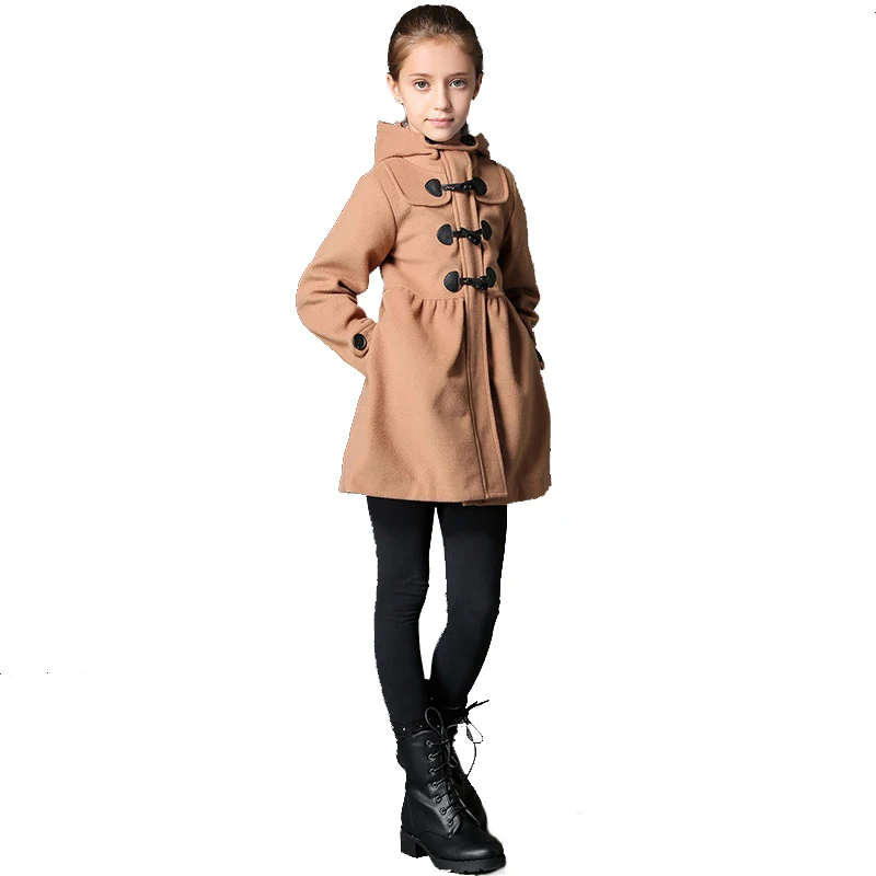 Зимнее пальто для девочек BAYALI детская Длинная шерстяная куртка брендовая