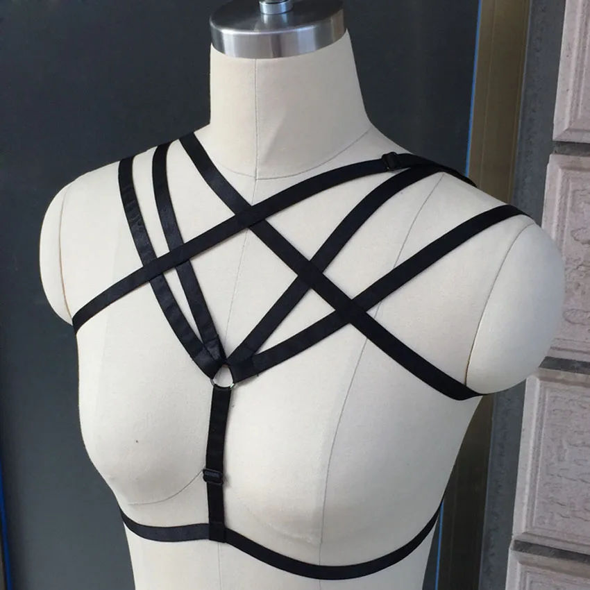 Черная клетка для портупея ручной работы готика Харадзюку сексуальное нижнее