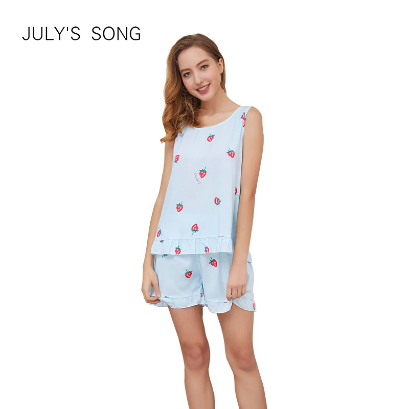 JULY'S SONG новый топ с принтом и шорты завязками на талии Пижамный комплект для