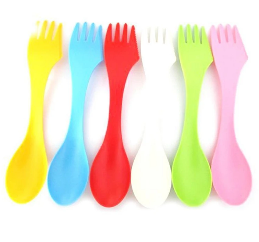 Hot Sell 6PCS Plastic Fork Knife Camping Spork Combo Travel Party Utensils Cutlery Set S | Дом и сад