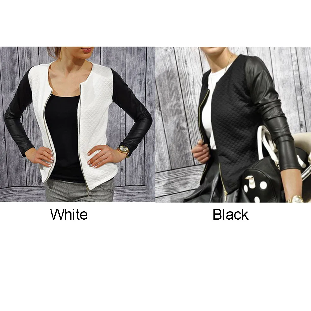 Женская верхняя одежда из искусственной кожи в стиле пэчворк Демисезонный Для