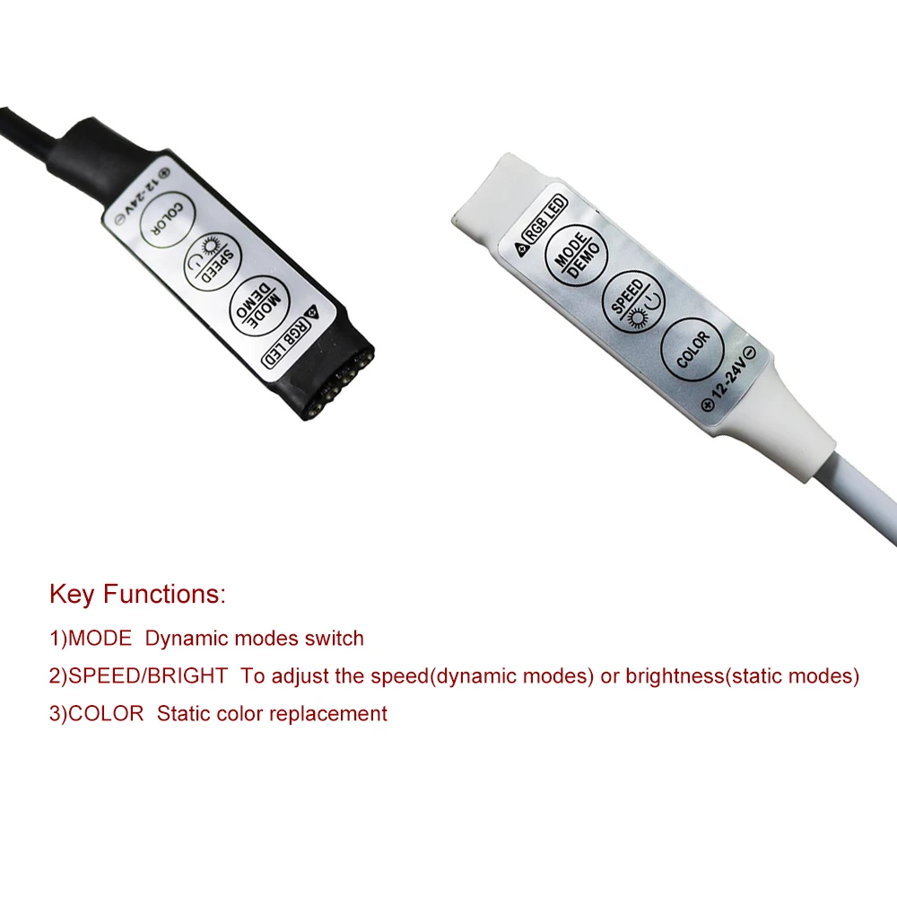 DC 12V 24V светодиодный RGB контроллер 3 ключа мини Диммер 4pin с блоком питания