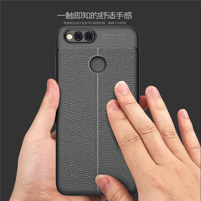 For Huawei Honor 6A 6X 7A 7X Case Leather Desgin Shockproof TPU Mate 9 Lite GR5 2017 Y6 2018 Litchi pattern | Мобильные телефоны и