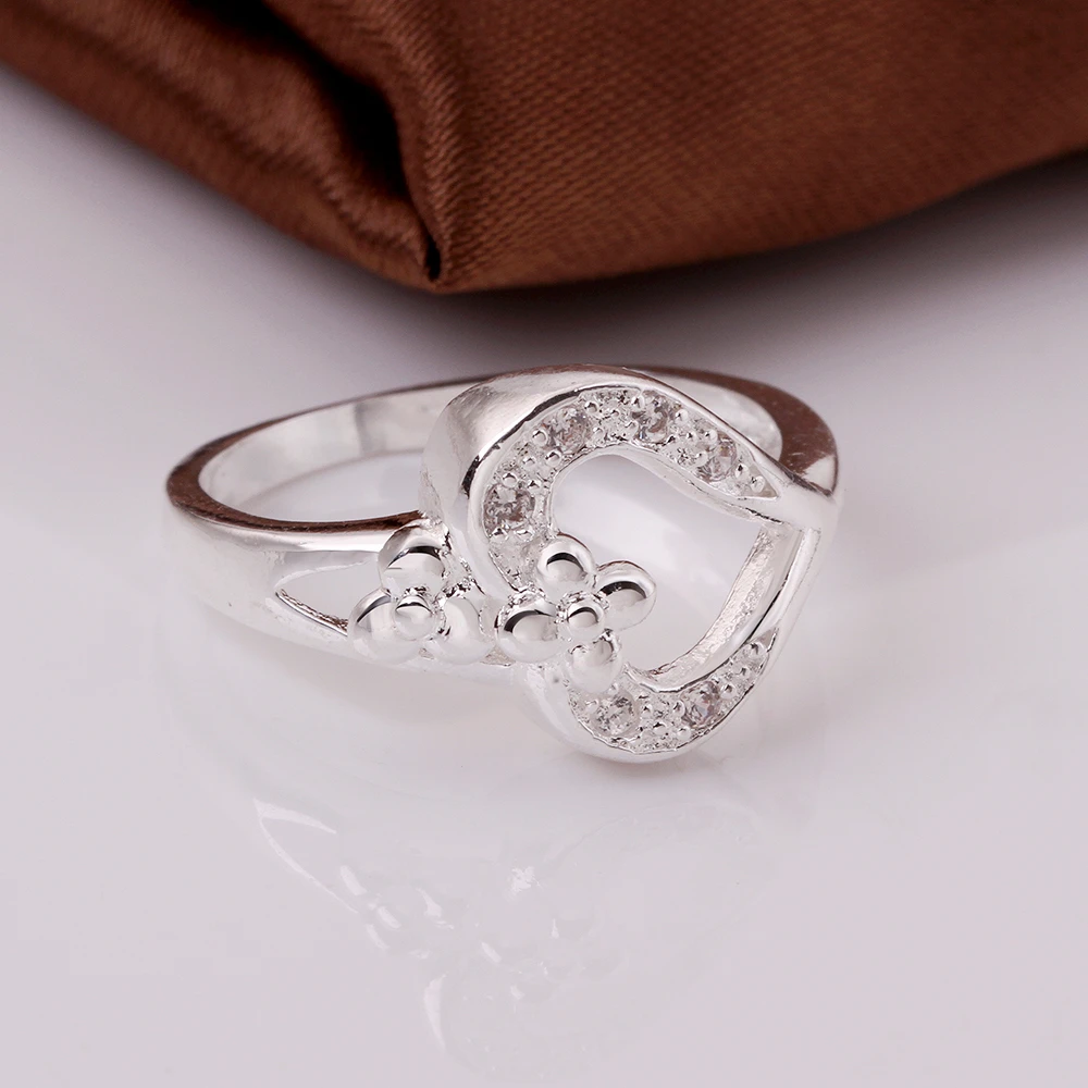 Derly Anniversary Ball Fashionable Sweet Romantic Heart-shaped Silver-plated Claw Set of beautiful ladies rings wholesale | Украшения и