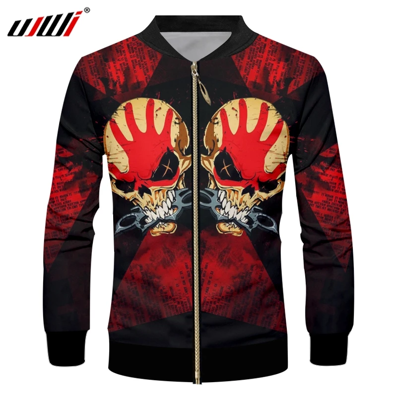 Куртка UJWI мужская на молнии в стиле панк-рок забавный свитшот с 3D-принтом черепа и