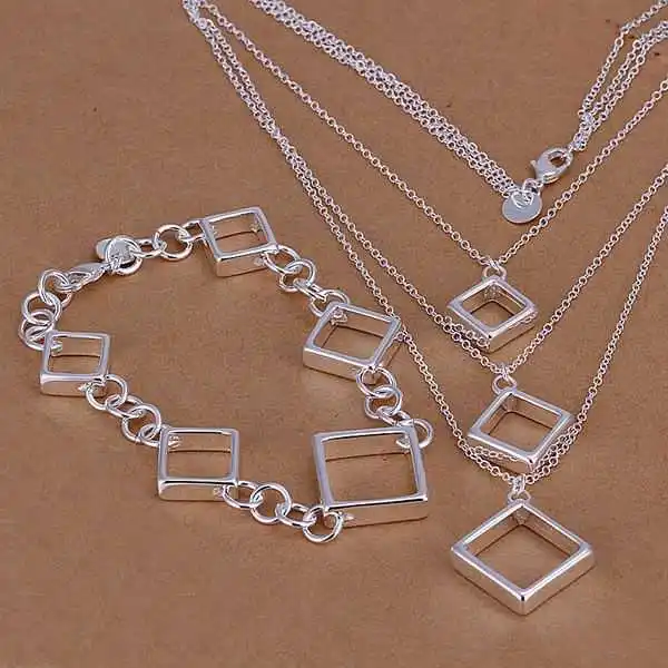 Factory price top quality jewelry silver plated sets necklace bracelet free shipping SMTS064 | Украшения и аксессуары