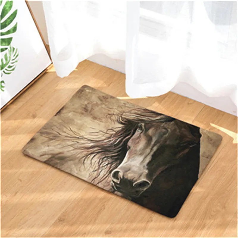 Практичные модные коврики с принтом лошадей прямоугольные для гостиной