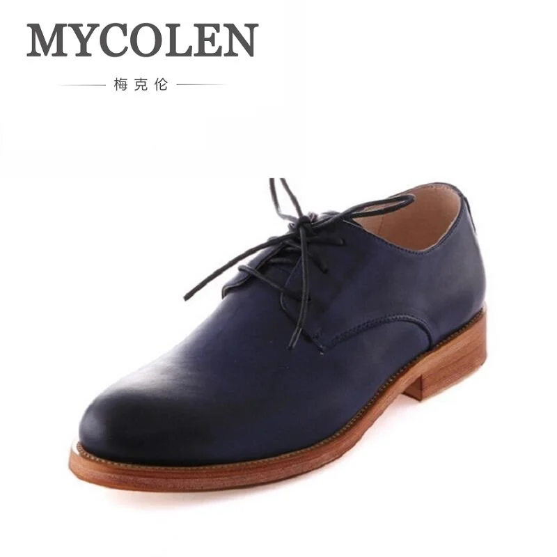 MYCOLEN/Мужская обувь в деловом стиле кожаные модельные туфли оксфорды на шнуровке