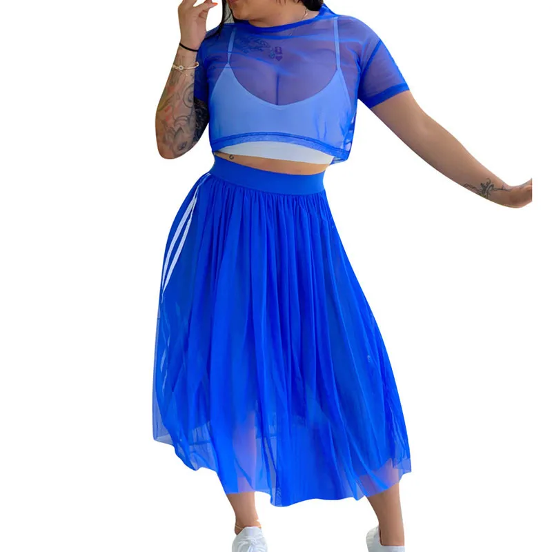 Женский комплект из двух предметов летняя Прозрачная Футболка с сеточкой и