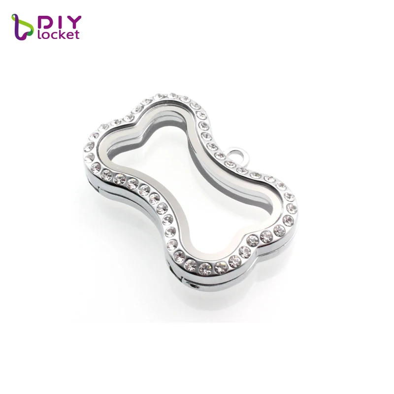 Diylocket dog bone плавающая медальон ожерелье с цепочкой магнитное стекло подвеска