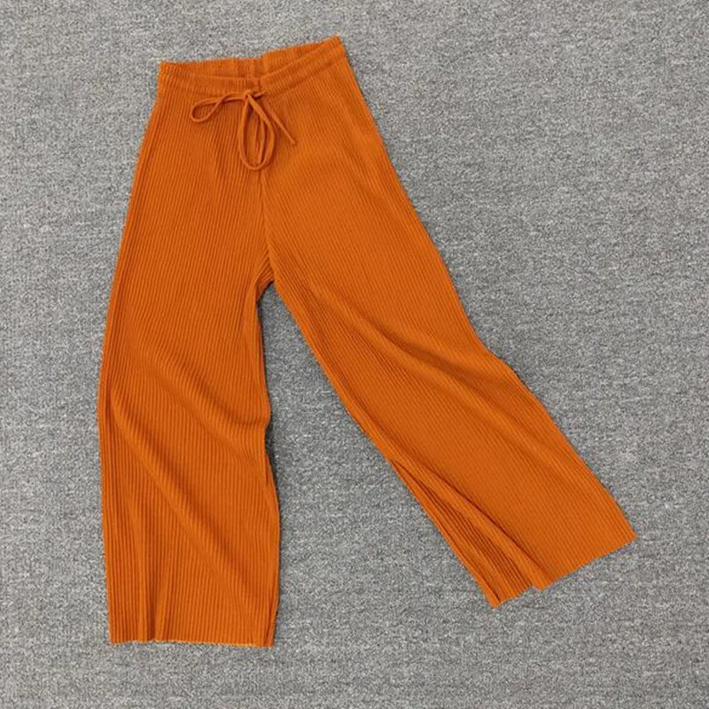 Брюки женские шифоновые плиссированные в семь точек тонкие свободные длинные