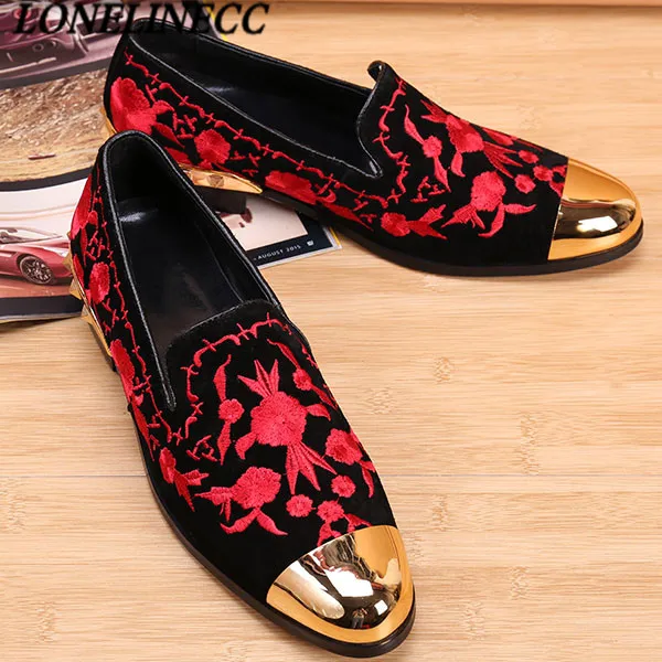 Black Embroidery Suede Leather Men Loafers For Sale 2016 Wholesale Floral Vintage Men's Casual Shoes Flats | Обувь