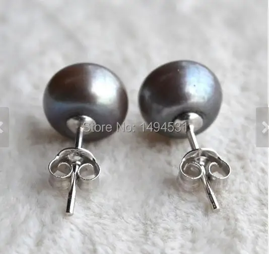 Рождественский подарок ювелирные изделия из жемчуга AAA 8 5-9 мм темно-серый Цвет