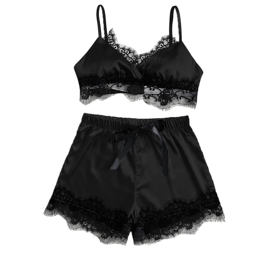 Женский кружевной комплект одежды для сна большого размера с v-образным вырезом |