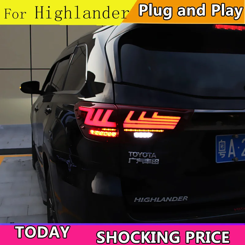 Car Styling for toyota Highlander Taillights 2015-2019 Kluger Tail Lamp Lexus Type Rear DRL+Brake+Park+dynamic turn Signal | Автомобили и