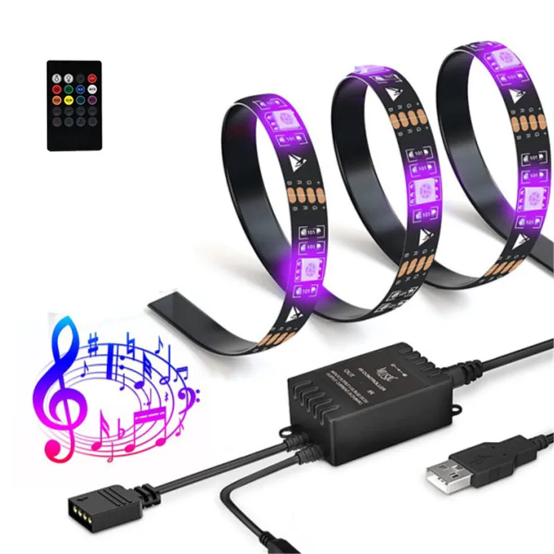 1 комплект 2 м музыкальная светодиодная полоса USB Звуковое управление подсветка
