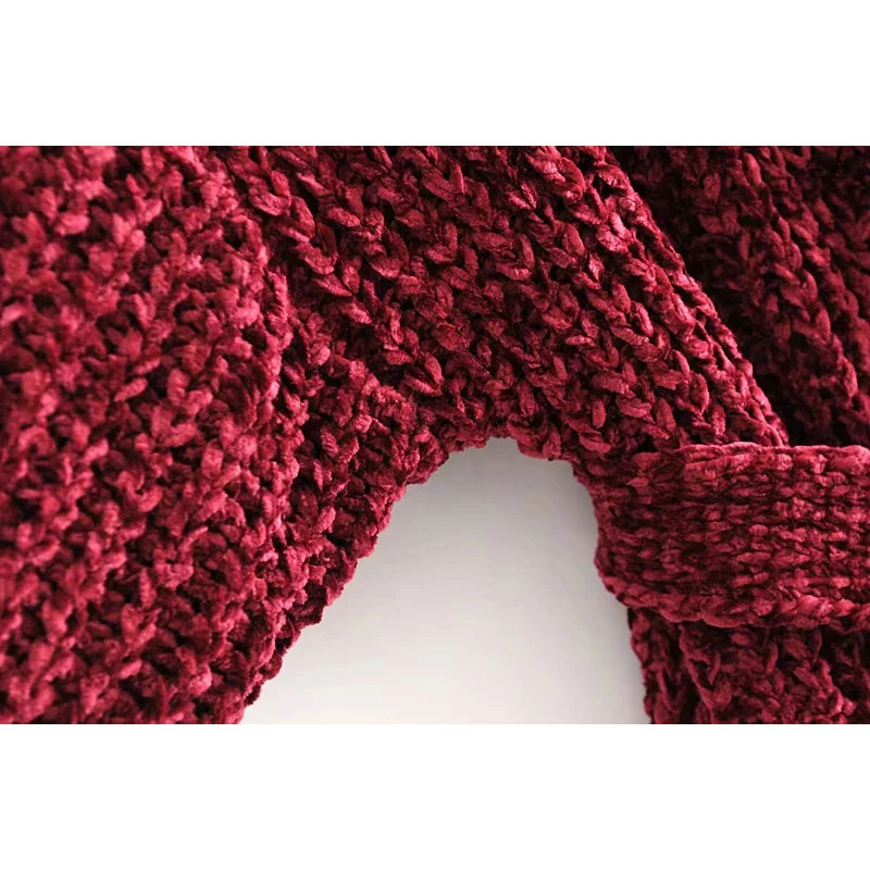 Women Winter Autumn Black Sweater 2018 New Fashion Warm Red Cardigan Female Gray Belt Knitted Chenille pull femme hiver C |
