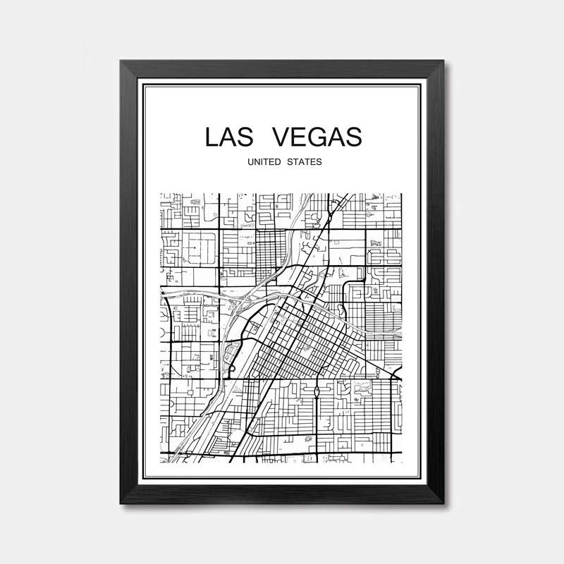 Las Vegas Карта всемирно известных городов абстрактное плакат искусство крафт-бумажный постер для бара/Кафе Ретро Эскиз художественное оформление роспись Наклейка на стену 42x30 см - Цвет: Las Vegas