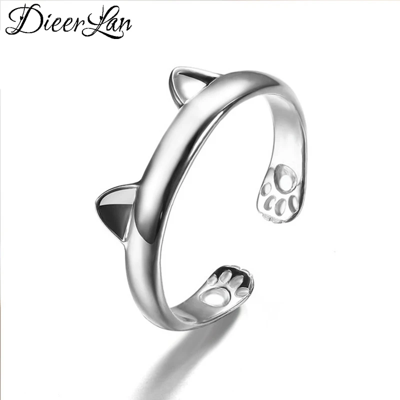 Новые женские кольца в виде кошачьих ушей серебристого цвета | Украшения и