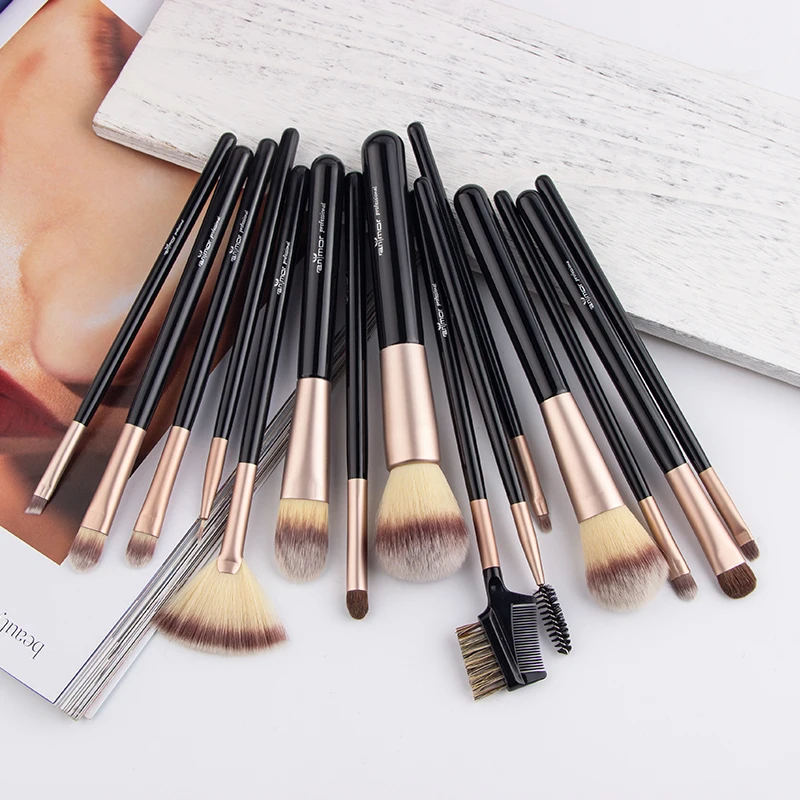 Anmor New 15PCS Makeup Brushes Set Foundation Professional Soft Eyebrow Eyeshadow Make Up Brush Kit Synthetic Hair with Pink Bag|brush kit|brush set