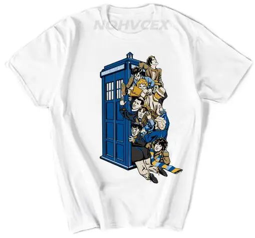 Новая хлопковая Футболка с круглым вырезом и принтом DR who, крутая Оригинальная футболка с принтом доктора who, мужские футболки с коротким рукавом - Цвет: Белый
