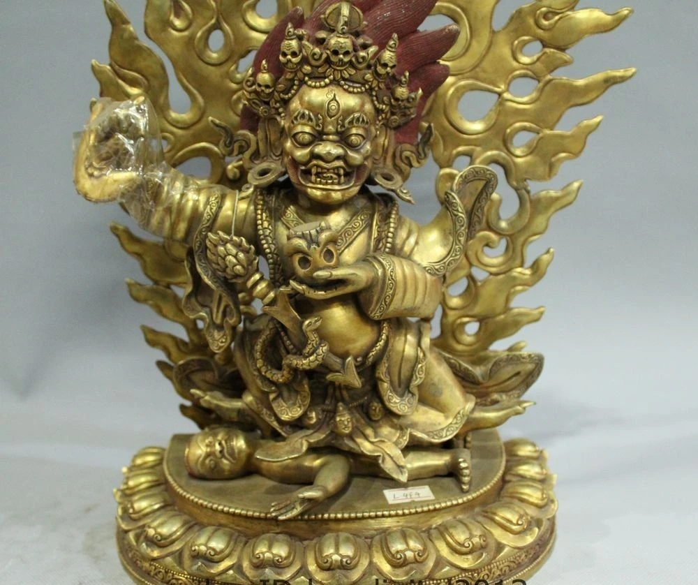 13 дюймов тибетский буддистский храм бронза золото 24 карата Ваджрапани Статуэтка