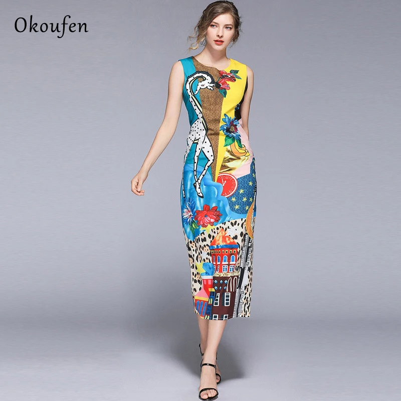 OKOUFEN 2019 Новая женская летняя одежда с круглым воротником без рукавов модные