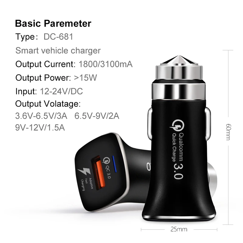 3а быстрое зарядное устройство QC 3 0 Автомобильное Быстрая зарядка для iPhone 8 X XS Max