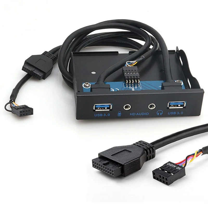 3 5 дюйма 2 USB A Hub + HD аудио на 20 контактный разъем Передняя панель привода ПК