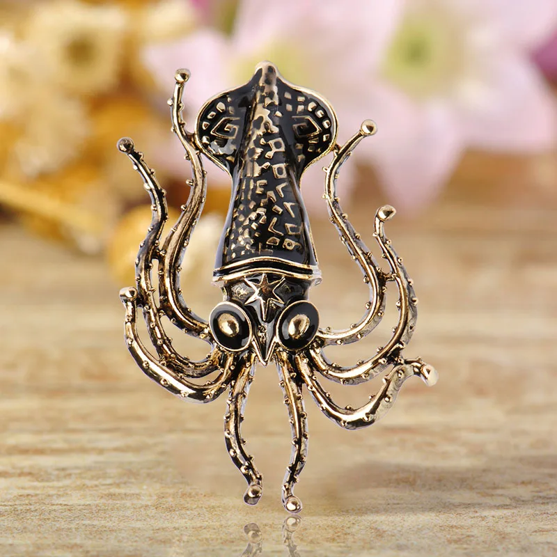 Женская брошь в форме осьминога Blucome большая золотая эмаль на плечо аксессуар для