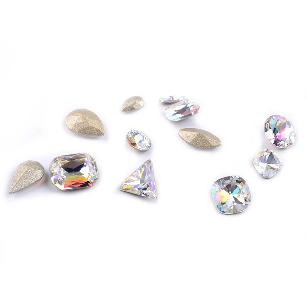 

Nail Art Glass Diamond 1Wheel Shinning Nail Art AB Multicolor Diamond Sharp Bottom Rhinestone Special 12Design