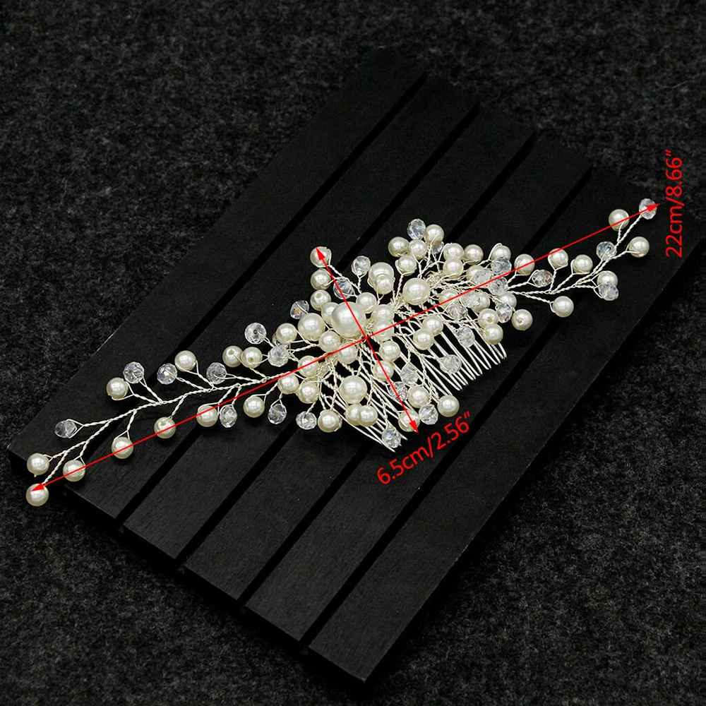 Новые украшения для волос со стразами и жемчугом гребни серебряные