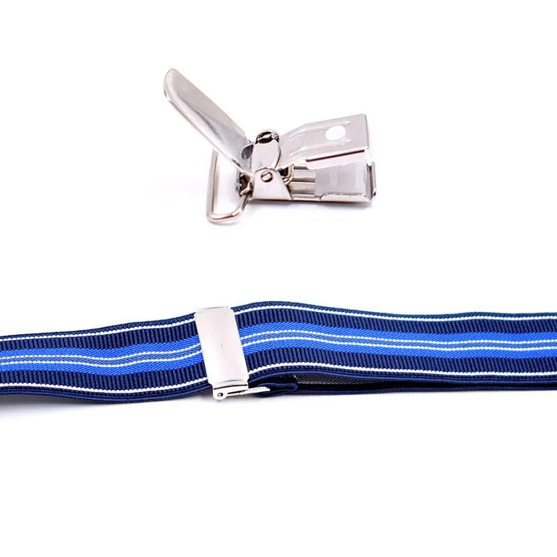 Модные мужские подтяжки на пуговицах из искусственной кожи синие полосатые