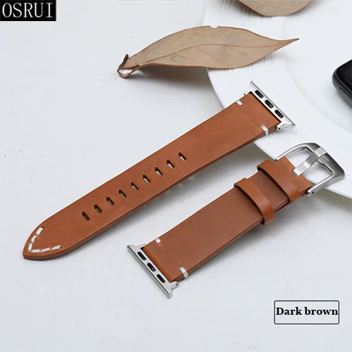 Dark brown Ремешок для Apple watch 4 кожаный ремешок 42 мм 38 мм correa iwatch 44 мм 40 мм серия 4 3 2 Автомобильная линия для Apple watch band - Цвет ремешка: Dark brown