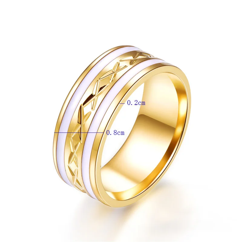 Мужское кольцо из нержавеющей стали черно белое с принтом x' X вечерние